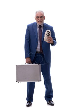 Téléchargez les photos : Ancien patron masculin dans le concept de rémunération isolé sur blanc - en image libre de droit