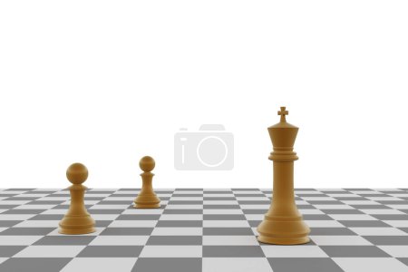 Téléchargez les photos : Pièces d'échecs sur l'échiquier - rendu 3d - en image libre de droit