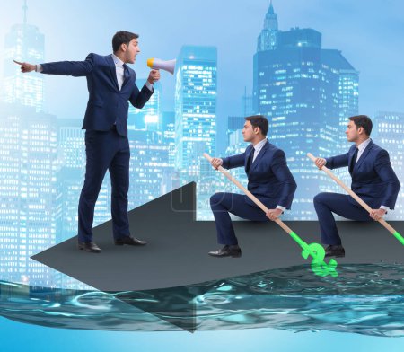 Photo for The teamwork concept with businessmen on boat - Royalty Free Image