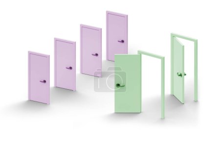 Photo for Concept of choice with doors opportunity - 3d rendering - Royalty Free Image