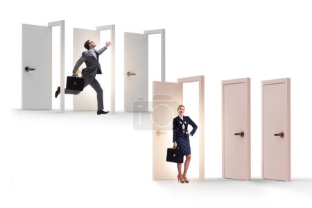 Business people and many doors of the opportunities