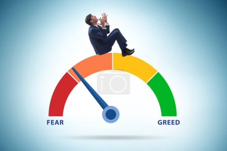 Fear and greed investor behaviour business concept