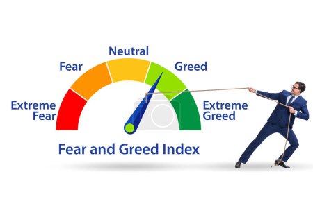 Fear and greed investor behaviour business concept