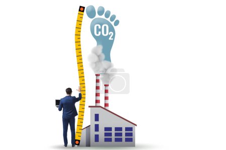 Foto de Concepto de huella de carbono con la contaminación - Imagen libre de derechos