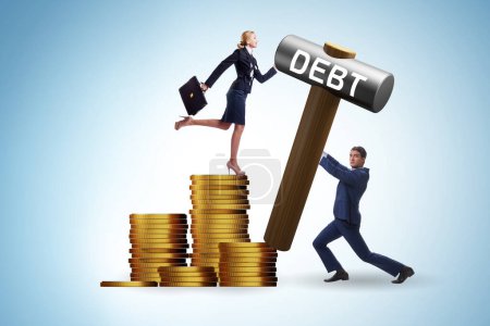 Foto de Empresario en el concepto de préstamo y deuda - Imagen libre de derechos
