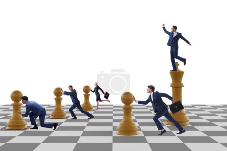 Businessman shouting in game of chess