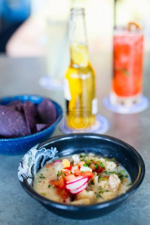 Photo for Bowl of fresh ceviche popular dish in Caribbean - Royalty Free Image