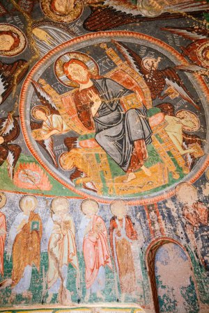 Photo for Old frescos in Cross church in Rose Valley in Cappadocia Turkey dated back to 10th century - Royalty Free Image