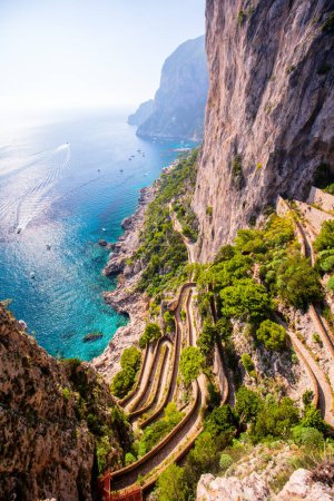 Photo for Via Krupp serpentine path on Capri island in Italy - Royalty Free Image