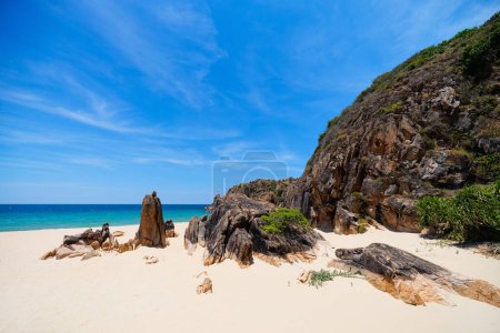Photo for Beautiful tropical beach with white sand and turquise ocean in Vietnam - Royalty Free Image