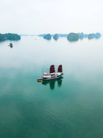 Téléchargez les photos : Vue panoramique d'en haut des îles de la baie d'Halong Vietnam - en image libre de droit