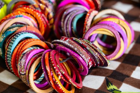 Photo for Colourful handmade Indian bangles or wrist bracelets - Royalty Free Image