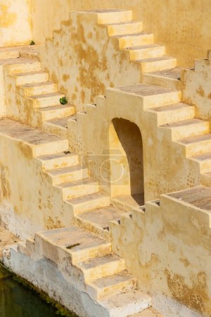 Architecture of stairs at ancient stepwell in Jaipur India