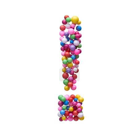 Photo for Exclamation mark made of multi-colored balls isolated on a white background. - Royalty Free Image