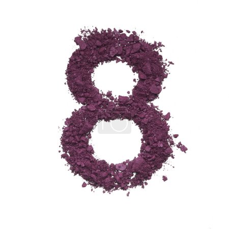 Photo for Number made by burgundy crushed eye shadow or broken powder isolated on white background - Royalty Free Image