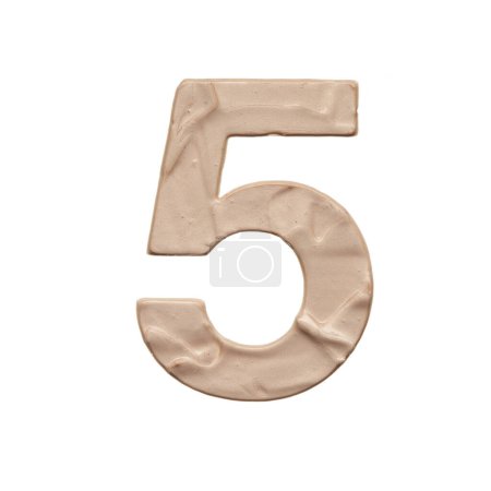 Photo for Number is created with a light beige tonal base or acrylic paint on a white background. - Royalty Free Image