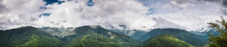 Foto de Bosque de montaña y nubes. Verano paisaje panorámico - Imagen libre de derechos