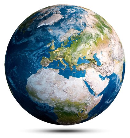 Téléchargez les photos : Earth globe world map. Elements of this image furnished by NASA. 3d rendering - en image libre de droit