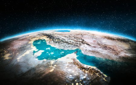 Photo for Planet Earth - Persian gulf. 3D Rendering. Elements of this image furnished by NASA - Royalty Free Image