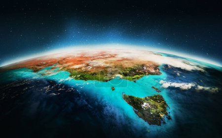 Téléchargez les photos : Planète Terre - Australie du Sud. Rendu 3D. Éléments de cette image fournis par la NASA - en image libre de droit