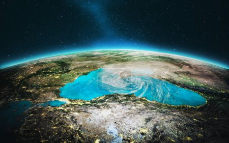 Foto de Ciclón - Mar Negro. Representación 3D. Elementos de esta imagen proporcionados por la NASA - Imagen libre de derechos