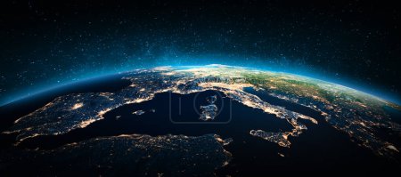 Mediterranean sea, Europe. Elements of this image furnished by NASA. 3d rendering