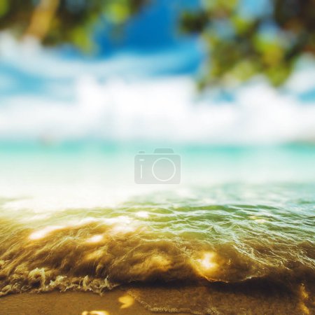 Foto de Playa tropical borrosa océano paraíso - Imagen libre de derechos