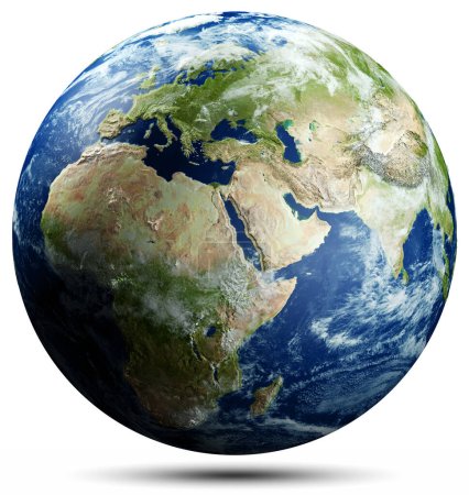 Téléchargez les photos : Europe, Afrique - planète Terre. Éléments de cette image fournis par la NASA. Rendu 3d - en image libre de droit