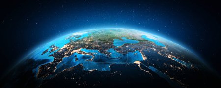 Photo for Europe from space. Elements of this image furnished by NASA. 3d rendering - Royalty Free Image