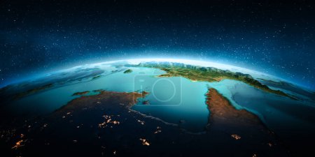 Photo for Australia, Papua Guinea city lights. Elements of this image furnished by NASA. 3d rendering - Royalty Free Image