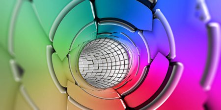 Foto de Arco iris colores tecnología fondo 3d renderizado panorama - Imagen libre de derechos
