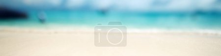 Foto de Playa tropical oceánica. Panorama olas mar - Imagen libre de derechos