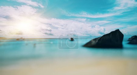 Photo for Tropical bokeh panorama, ocean beach - Royalty Free Image
