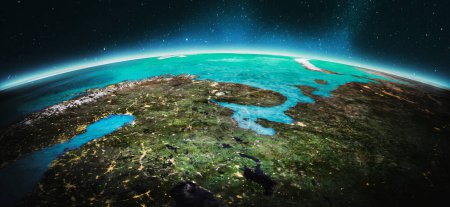 Téléchargez les photos : Planète Terre - Europe du Nord. Rendu 3D. Éléments de cette image fournis par la NASA - en image libre de droit