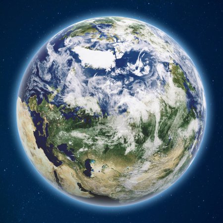 Foto de Planeta Tierra desde el espacio. Elementos de esta imagen proporcionados por la NASA. renderizado 3d - Imagen libre de derechos