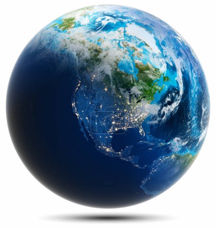 World globe - America, United States, Canada. Elements of this image furnished by NASA. 3d rendering