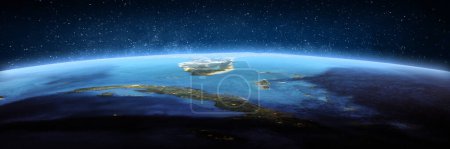 Foto de Cuba, Florida, Atlántico, paisaje del espacio. Elementos de esta imagen proporcionados por la NASA. renderizado 3d - Imagen libre de derechos
