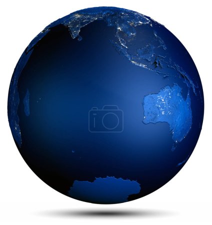 Foto de Tierra planeta ciudad luces. Elementos de esta imagen proporcionados por la NASA. renderizado 3d - Imagen libre de derechos