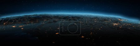 Photo for Mountains, East Himalayas city lights. Elements of this image furnished by NASA. 3d rendering - Royalty Free Image