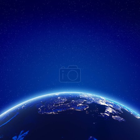 Téléchargez les photos : Europe du Nord lumières de la ville. Éléments de cette image fournis par la NASA. Rendu 3d - en image libre de droit