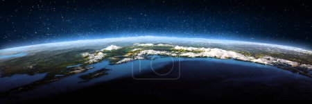Foto de Alaska, paisaje del espacio. Elementos de esta imagen proporcionados por la NASA. renderizado 3d - Imagen libre de derechos