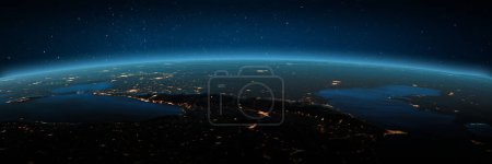 Photo for Caucasus city lights. Elements of this image furnished by NASA. 3d rendering - Royalty Free Image