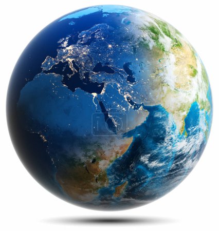 Foto de Mundo - Europa, África, Asia. Elementos de esta imagen proporcionados por la NASA. renderizado 3d - Imagen libre de derechos