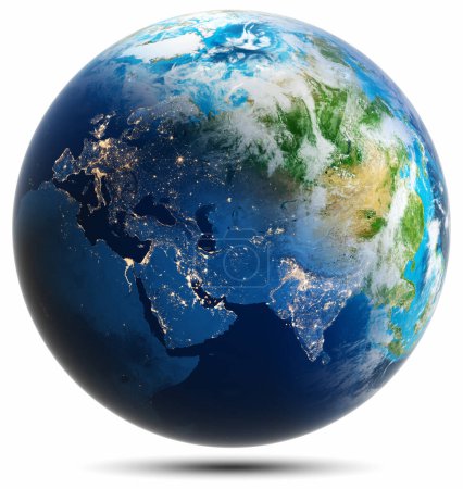 Foto de Mundo - Europa, Asia. Elementos de esta imagen proporcionados por la NASA. renderizado 3d - Imagen libre de derechos