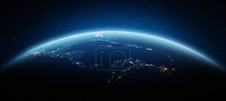 Photo for Central America city lights. Elements of this image furnished by NASA. 3d rendering - Royalty Free Image