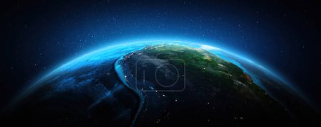 Téléchargez les photos : Amérique du Sud la nuit. Éléments de cette image fournis par la NASA. Rendu 3d - en image libre de droit