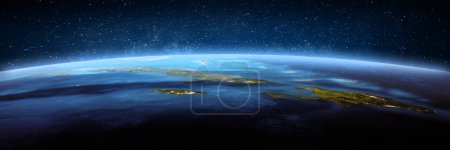 Photo for Cuba, Haiti, Dominican republic, landscape frome space. Elements of this image furnished by NASA. 3d rendering - Royalty Free Image