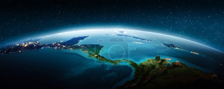 Téléchargez les photos : Géographie de l'Amérique centrale. Éléments de cette image fournis par la NASA. Rendu 3d - en image libre de droit