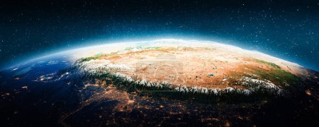 Foto de Himalaya por la noche. Elementos de esta imagen proporcionados por la NASA. renderizado 3d - Imagen libre de derechos