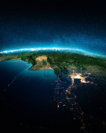 Foto de Tailandia por la noche. Elementos de esta imagen proporcionados por la NASA. renderizado 3d - Imagen libre de derechos
